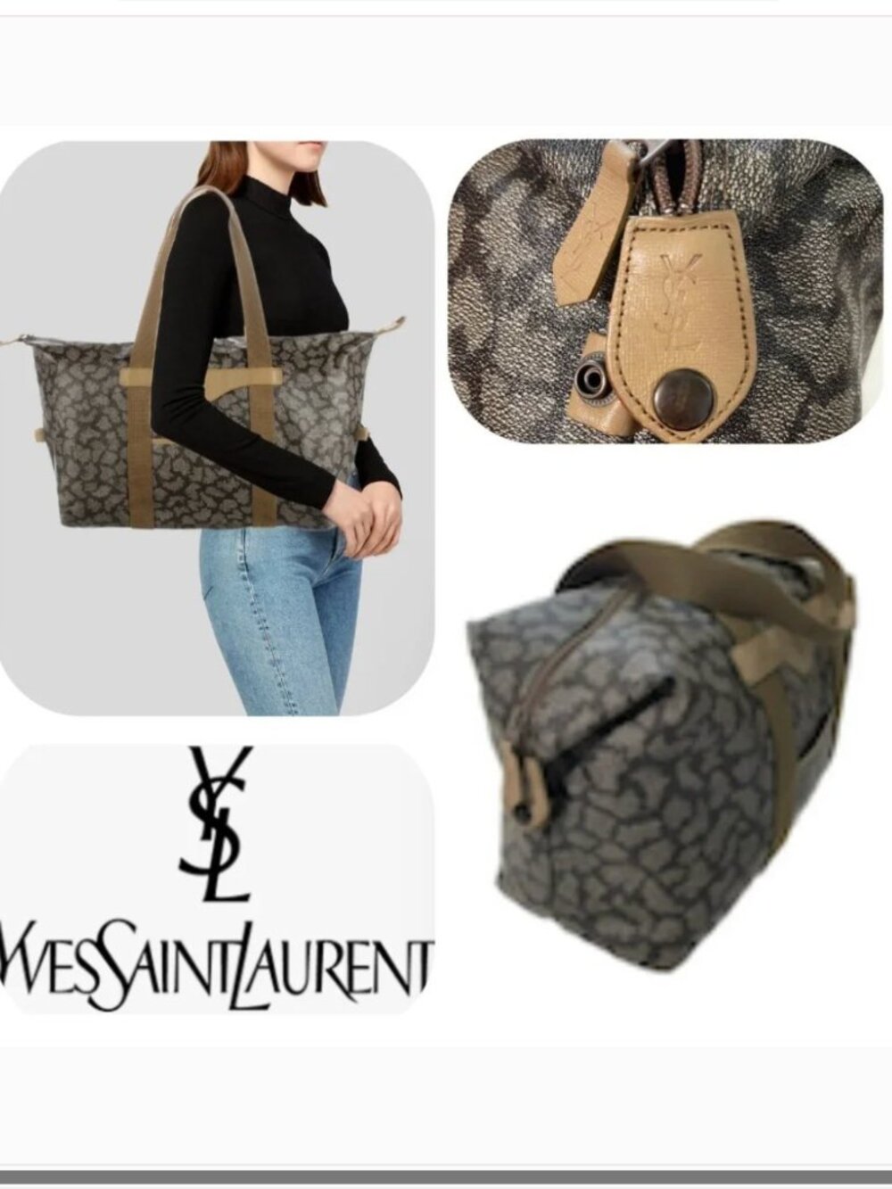 Auc YSL vintage coated canvas/leather travel/shoulder XL bag